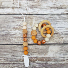 Load image into Gallery viewer, Giraffe Paci Clip + rattle Teether combo
